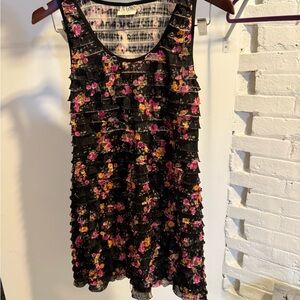 Free People Black and Pink Patterned Dress